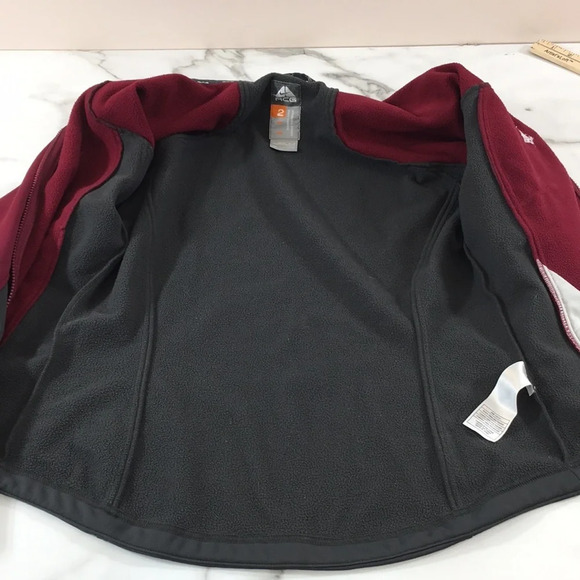Nike ACG Thermal Layer 2 Red Gray Fleece Jacket Womens Medium Thumbhole Zip Up - Picture 5 of 13